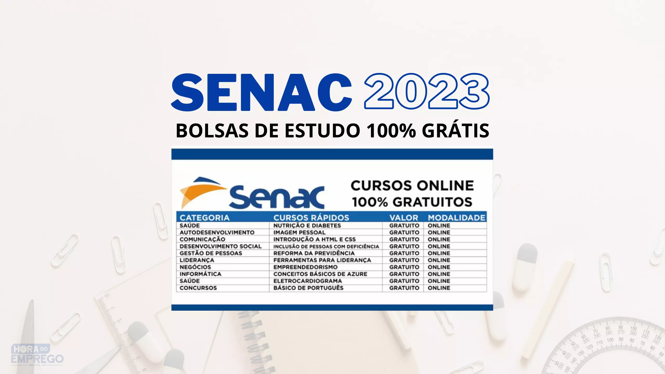 SENAC Anuncia Mais De 3 MIL Vagas Em BOLSAS DE ESTUDO 100 GRATUITAS Na